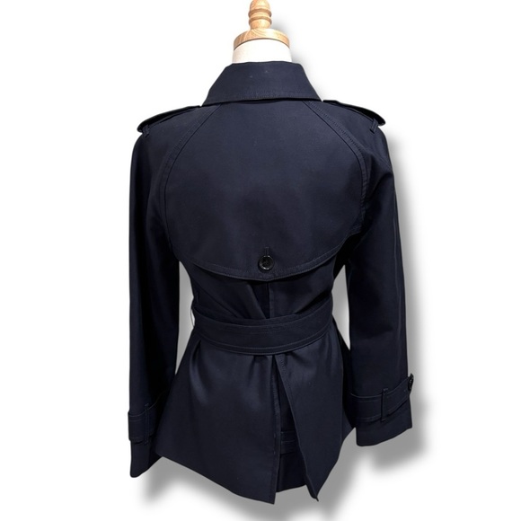 NWOT Coach Navy Blue Belted Fall Buttoned Trench Coat Outerwear Size Small - Picture 6 of 13